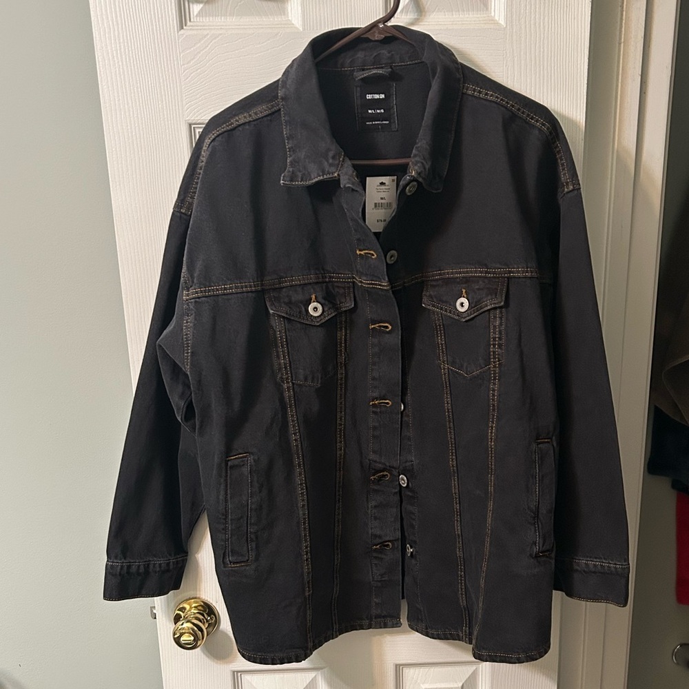 Cotton On Oversized Denim Shacket in Black Ink-Medium/Large